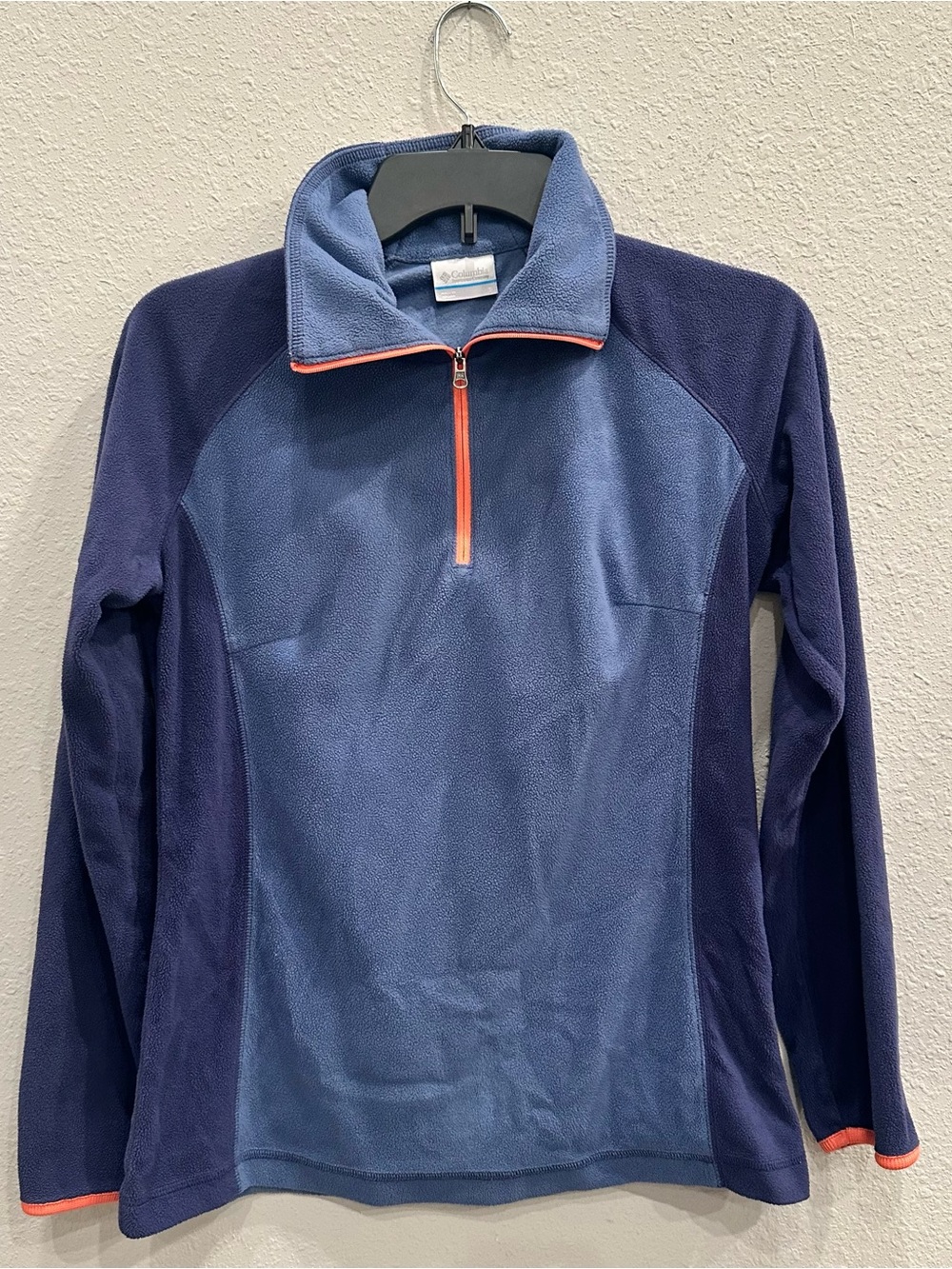 Columbia Fleece Quarter Zip Small Navy Coral Outdoor Gorpcore Pullover